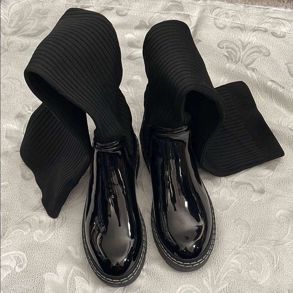 River Island Black Over the Knee Boots Sleek Design